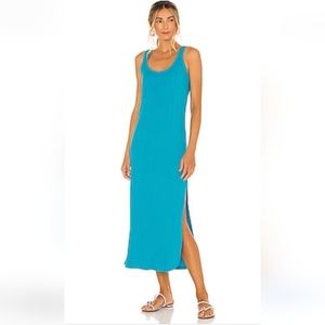 Vitamin A "West" Tank Dress Cyan Organic Rib